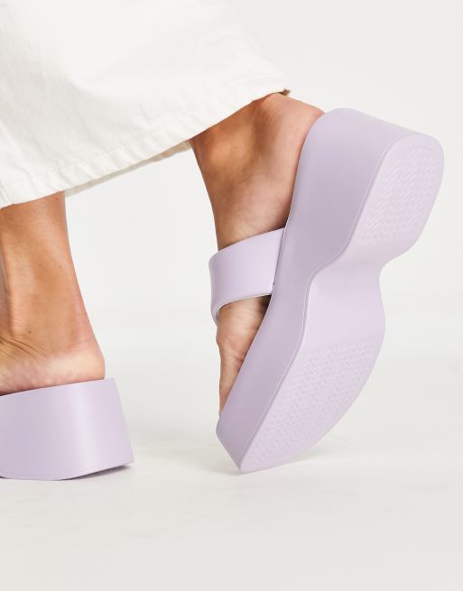 Public Desire Wide Fit - Kaye - Sandali flatform lilla con suola spessa, 3 di 4