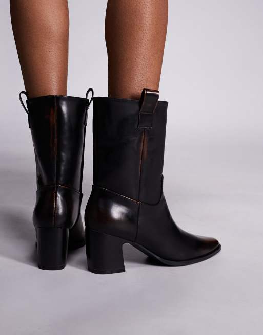 Public Desire Wide Fit - Layleigh - Bottines à talon incurvé - Marron, 2 de 4