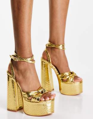 yellow gold platform heels