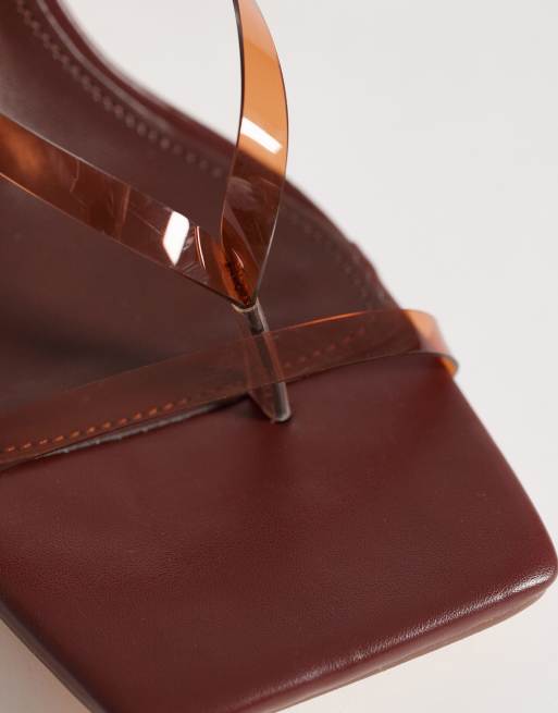 Public Desire Wide Fit - Liberty - Sandali marroni con tacco e punta squadrata , 4 di 4