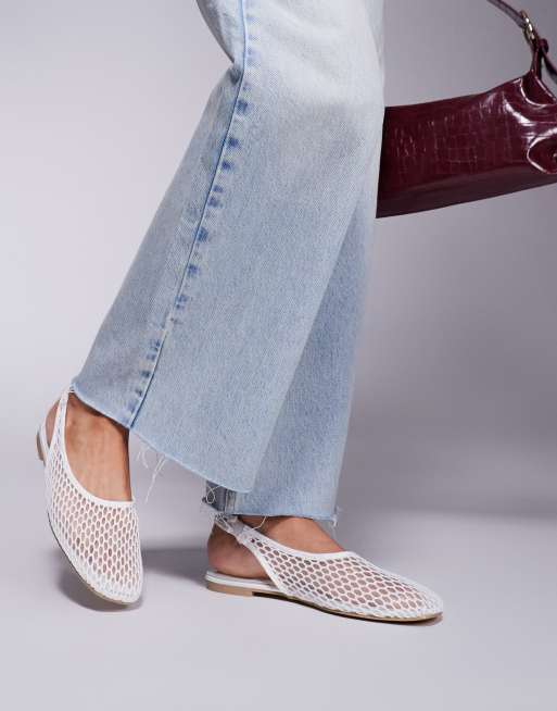 Public Desire Wide Fit - Lost Angel - Ballerines en tulle avec bride arrière et empeigne haute - Blanc