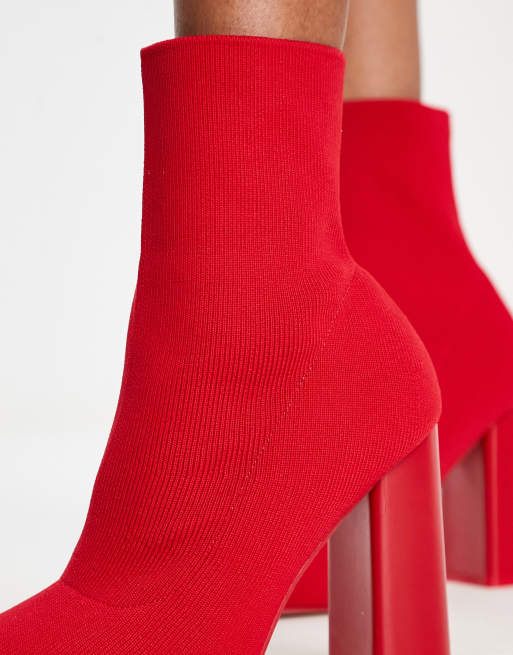 Bottine chaussette rouge hot sale