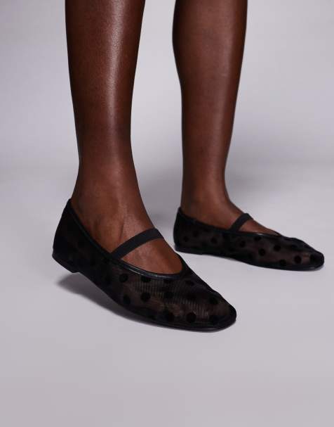 Public Desire Wide Fit - Lullaby - Ballerines en tulle - Noir à pois - view 1