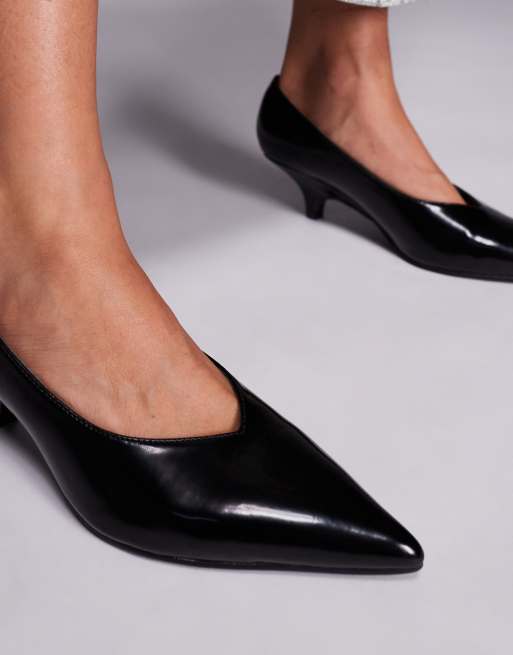 Public Desire Wide Fit Lunch Date low heel pumps in black | ASOS