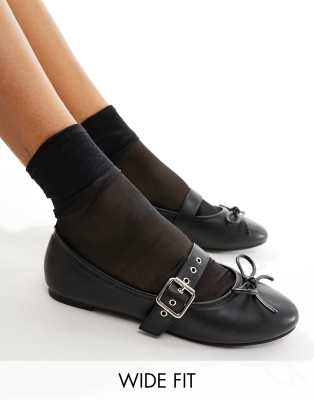 Public Desire Wide Fit - Madelyn - Ballerinas in Schwarz, weite Passform