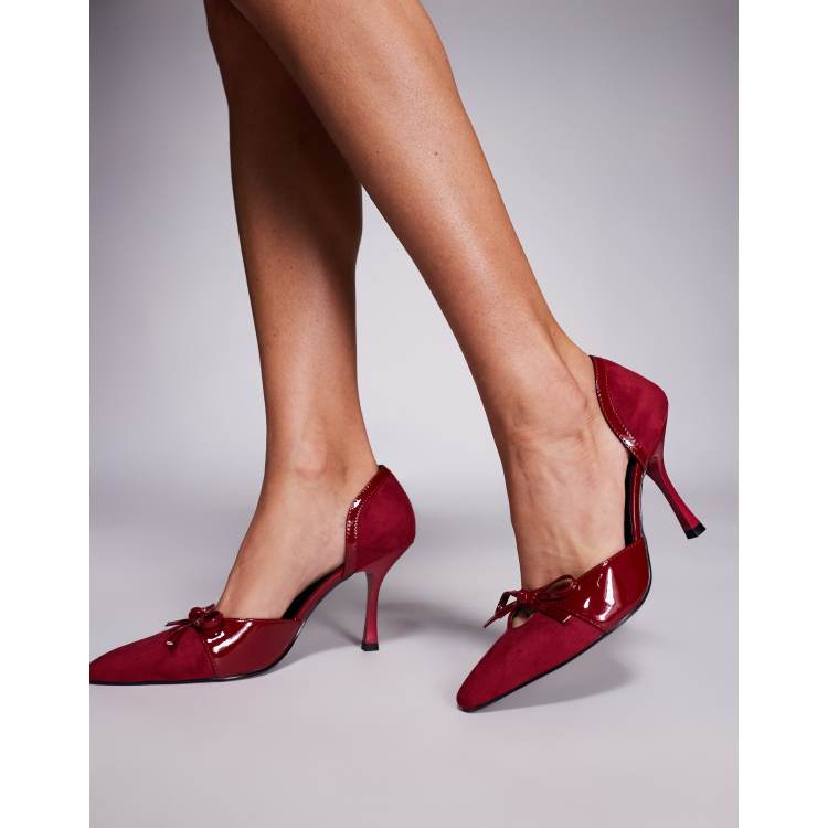 Public Desire Wide Fit Makenna pointed pumps with cutout and