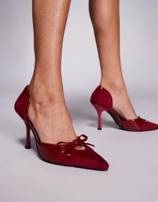 Public Desire Wide Fit Makenna Pointed Pumps With Cutout And Bow