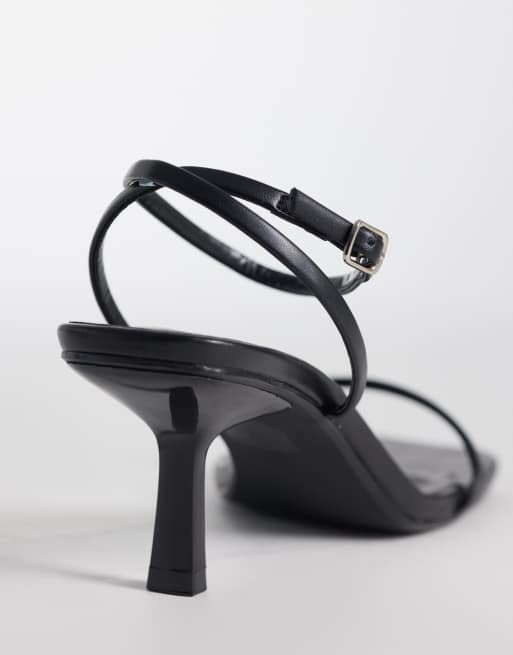 Public Desire Wide Fit Natalya barely there mid heels in black, 3 of 4