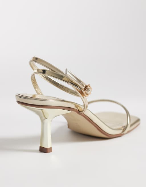 Public Desire Wide Fit Natalya barely there mid heels in gold, 4 of 4
