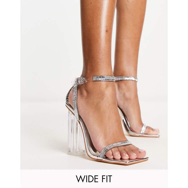 Silver heels for wide hot sale feet