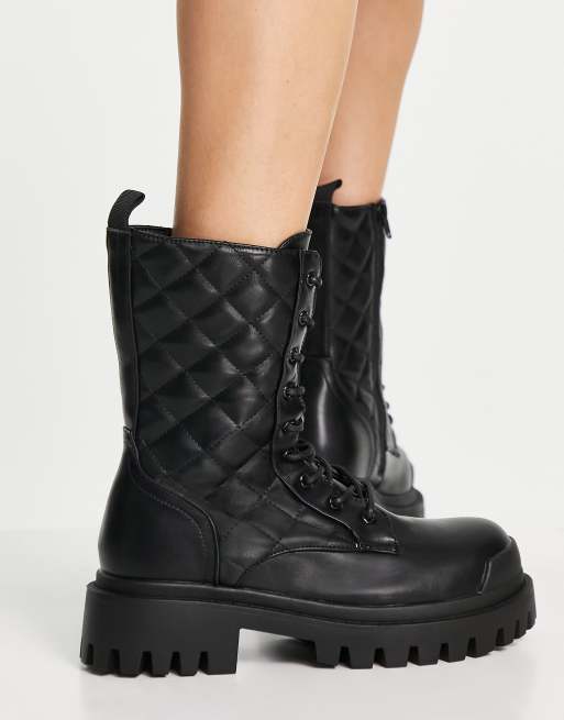 Public Desire - Wide Fit - Outstanding - Chunky, flade ankelstøvler i sort, 3 af 4
