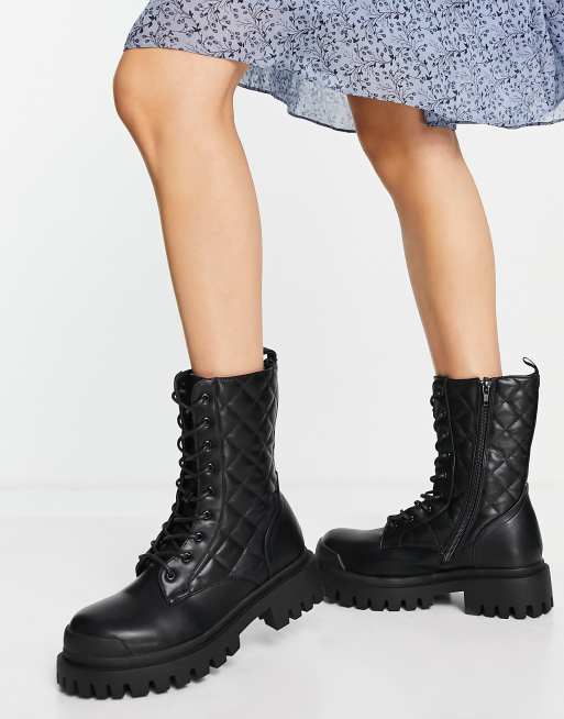 Public Desire - Wide Fit - Outstanding - Chunky, flade ankelstøvler i sort, 4 af 4