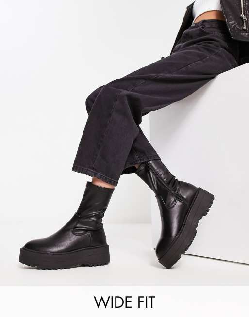 Black chunky hot sale sole ankle boots