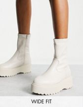 ASOS DESIGN Atlas chunky sock boots in taupe patent | ASOS