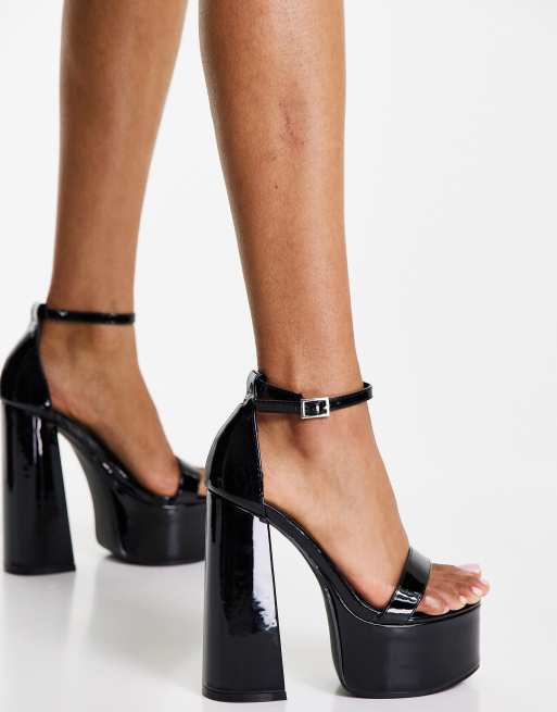 Public Desire Wide Fit Primrose platform heel sandals in black