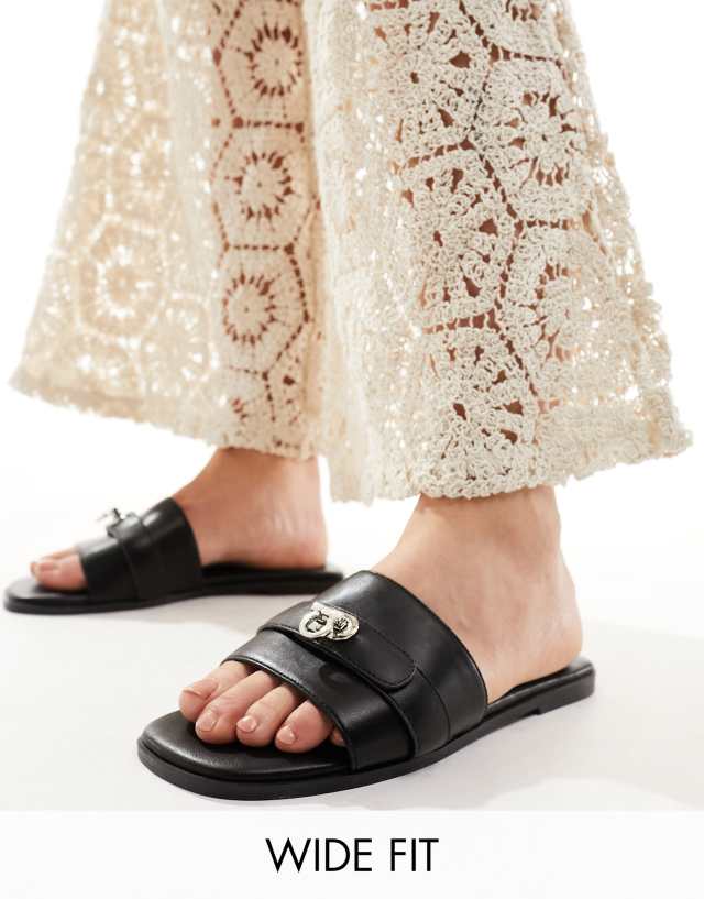 Public Desire Wide Fit - radiance sliders with hardware in black