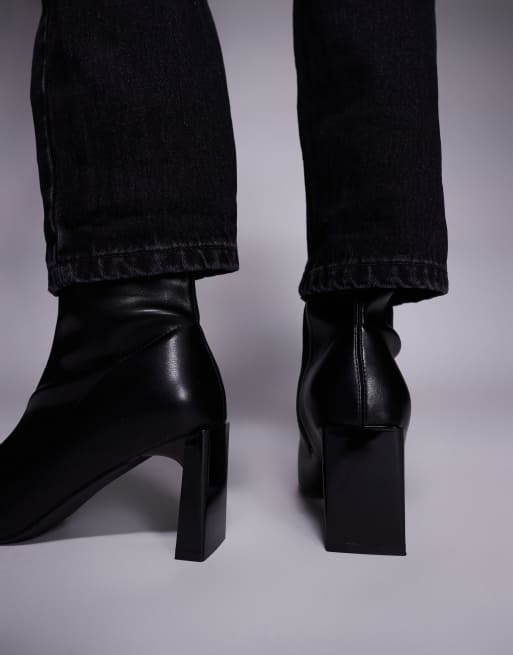 Public Desire Wide Fit – Robert – Svarta ankelboots med klackar, 2 av 4
