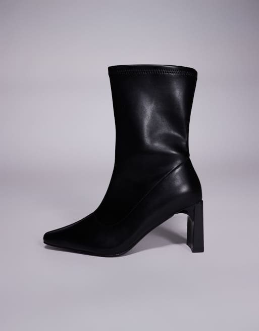 Public Desire Wide Fit – Robert – Svarta ankelboots med klackar, 4 av 4