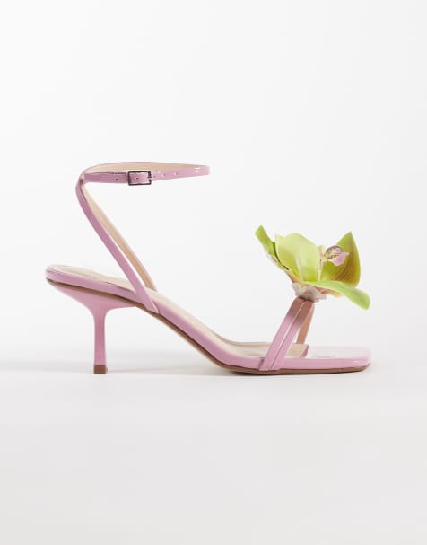 Public Desire Wide Fit – Rosa sandaler med taxklackar och 3D-blommor - view 1