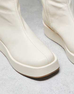 cream flat boots womens