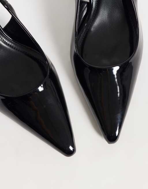 Public Desire Wide Fit Salsa sling back kitten heels in black, 2 of 5