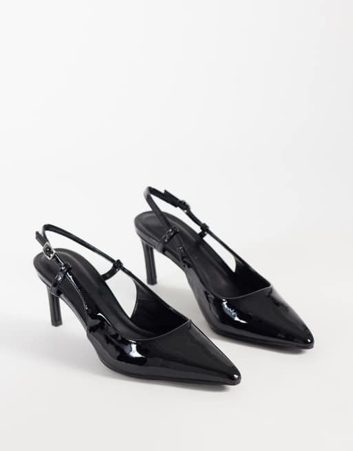 Public Desire Wide Fit Salsa sling back kitten heels in black, 3 of 5