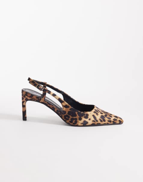 Public Desire Wide Fit Salsa slingback kitten heels in leopard - view 1