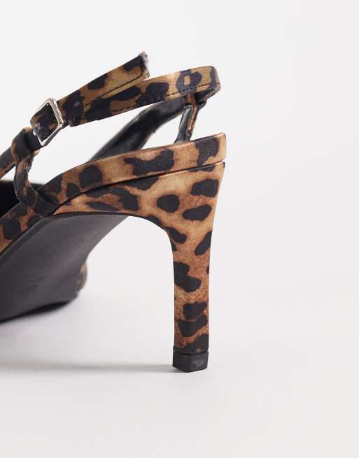 Public Desire Wide Fit Salsa slingback kitten heels in leopard, 3 of 4
