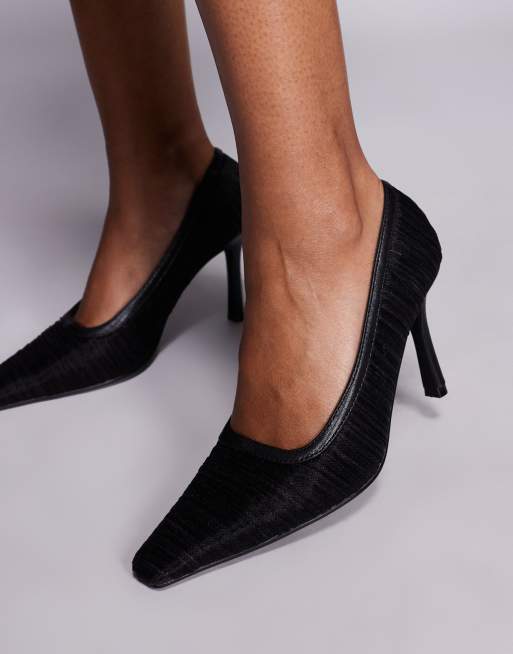 Public Desire Wide Fit Salty ruched tulle pumps in black, 2 of 4
