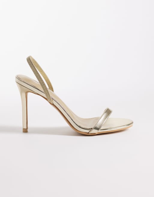 Public Desire Wide Fit - Sandales à talon minimalistes - Doré