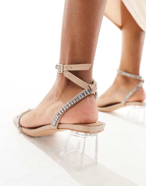 Public Desire Wide Fit Slay clear block heeled sandals with