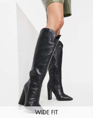 slim fit black knee high boots