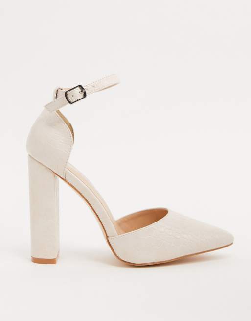 Public Desire Wide Fit - Sofia - Chaussures à talons - Blanc effet croco, 2 de 4