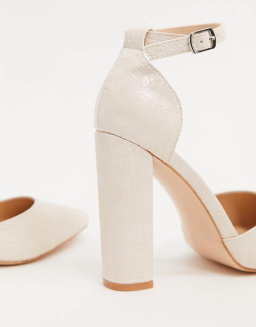Public Desire Wide Fit - Sofia - Chaussures à talons - Blanc effet croco, 4 de 4