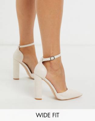 Public Wide Fit Sofia Heeled Shoe White | ModeSens