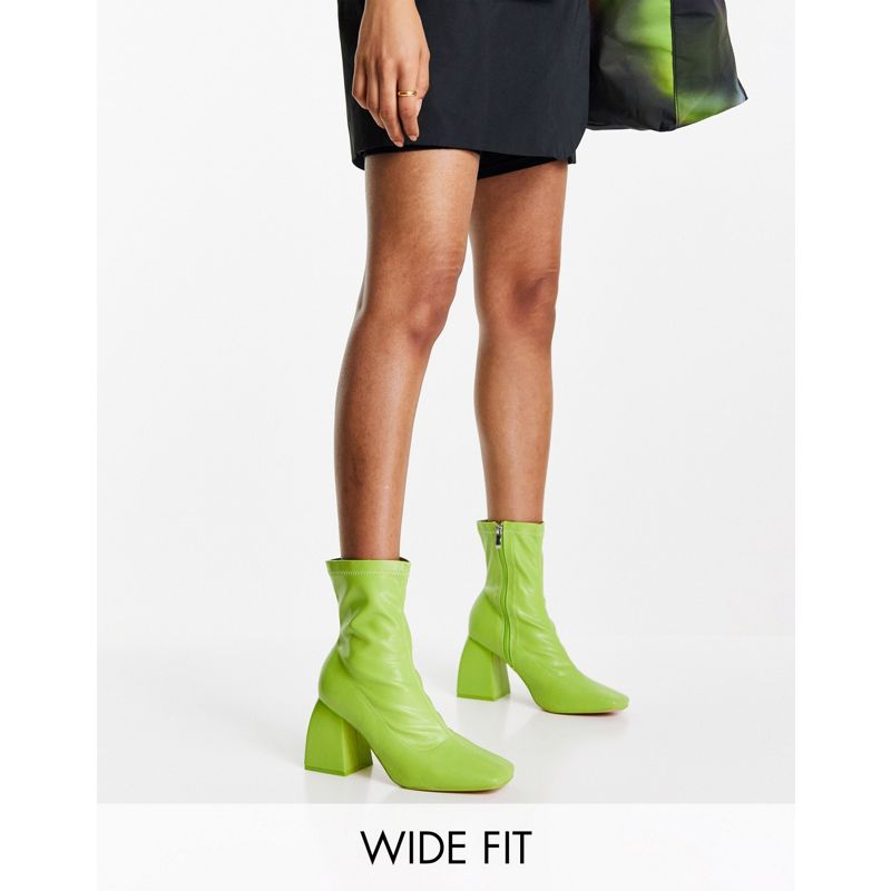 Donna gboVT Public Desire Wide Fit - Supreme - Stivaletti a calza verde lime con punta squadrata