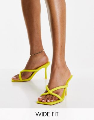 Chaussures Public Desire Wide Fit - Thalia - Sandales minimalistes à talon mi-haut et nœud - Jaune