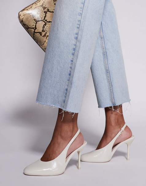 Public Desire Wide Fit – Tilapia – Slingback-Absatzschuhe in Cremeweiß mit hohem Schuhblatt, weite Passform - view 1