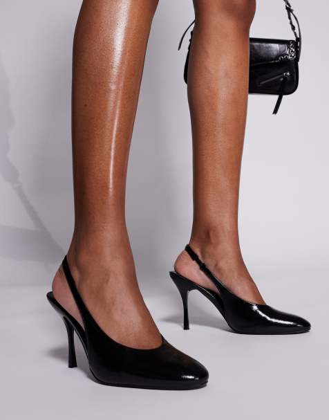 Public Desire Wide Fit – Tilapia – Slingback-Absatzschuhe in Schwarz mit hohem Schuhblatt, weite Passform - view 1