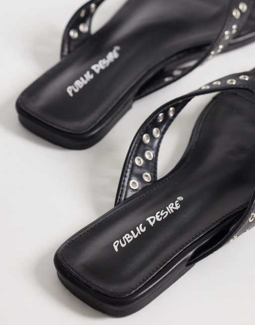 Public Desire Wide Fit - Tongs cloutées - Noir, 4 de 4