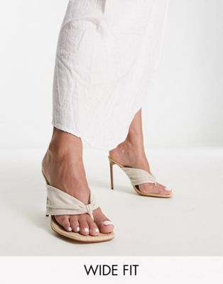 Public Desire Wide Fit Tropic sandals in ecru linen - ASOS Price Checker
