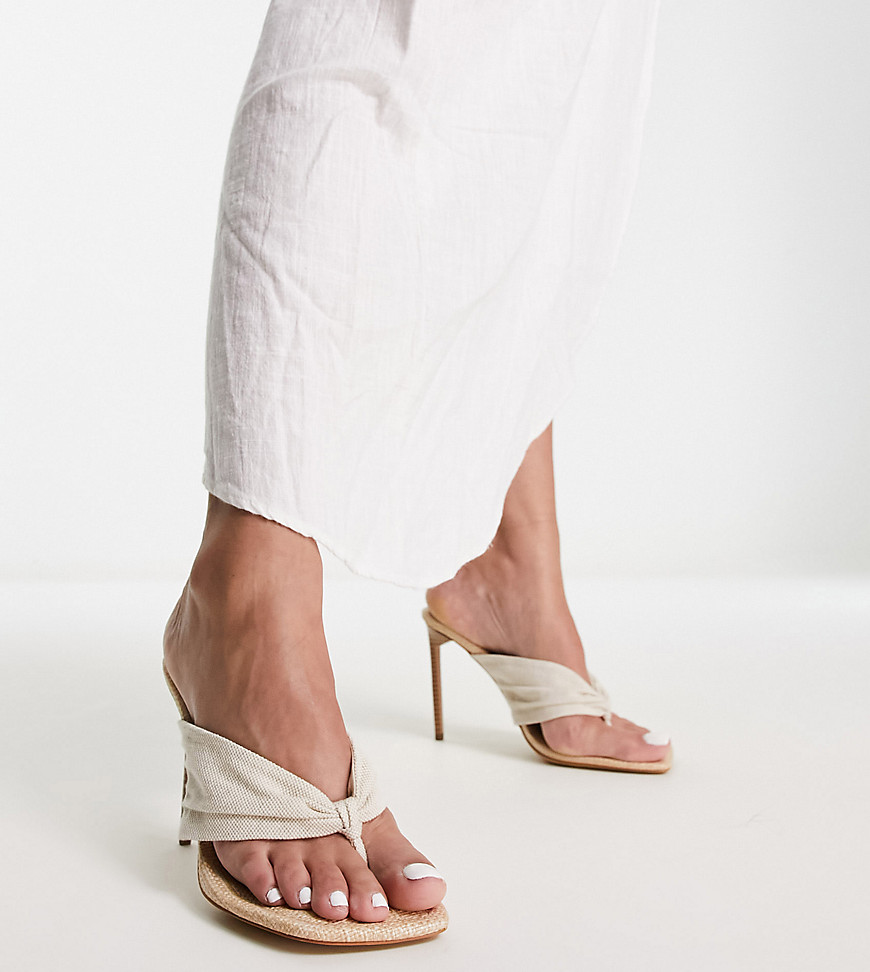 Public Desire Wide Fit Tropic sandals in ecru linen-White
