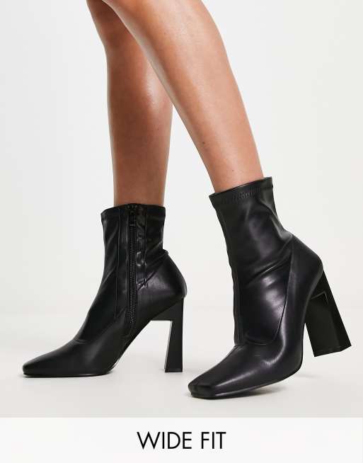 Wide fit clearance black heeled boots