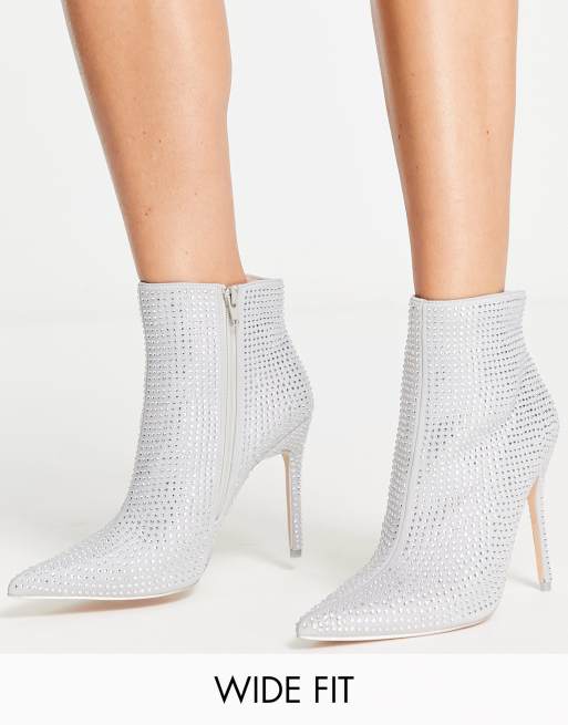 silver sparkly ankle boots