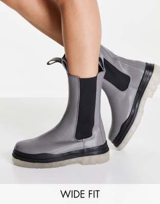 Ronnie Grey Grey Wedge Heel Boots Ankle Boot Tara In Nubuck