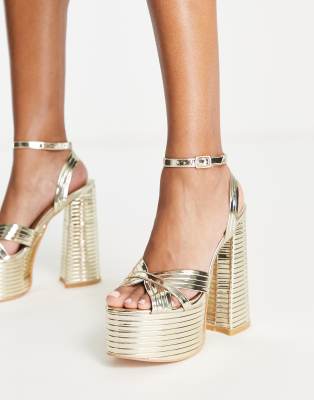 metallic gold platform heels