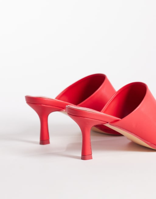 Public Desire - Winnie - Sandali stile sabot rossi con tacco e punta squadrata, 3 di 4