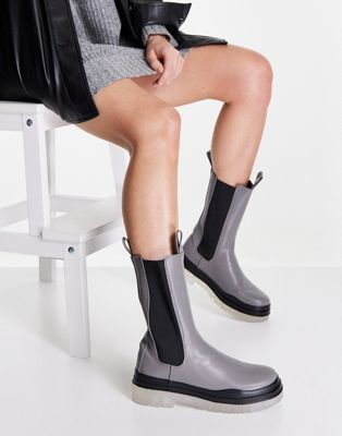 Public Desire Wynter translucent sole boots in grey