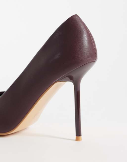 Public Desire Wintour square toe heeled pumps in burgundy, 2 of 5