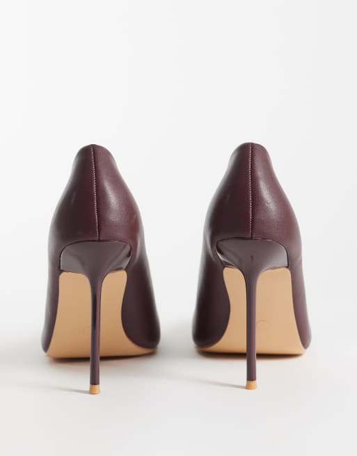 Public Desire Wintour square toe heeled pumps in burgundy, 4 of 5